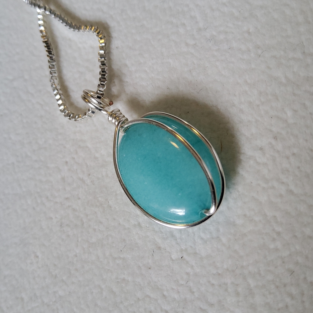 Sterling Silver Aquamarine Necklace 30” *Last One* - Picture 4 of 9